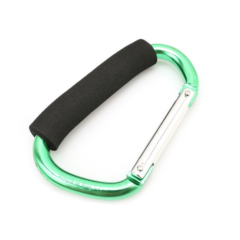 Baby Stroller Organizer Hooks Supermarket Shopping Bag Hook Clip Big Carabiner Aluminum Alloy Hook Stroller Accessories: Green