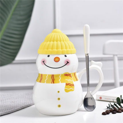 Christmas Ceramic Coffee Mug 3D Snowman Cartoon Milk Breakfast Cup Christmas: C 620ML