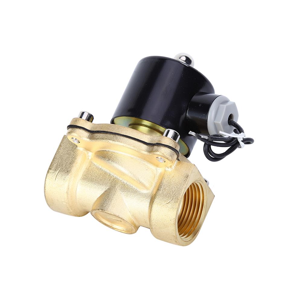 Válvula Solenoide eléctrica cc 12V, 1 pulgada, latón, 2 vías, 2 posiciones, válvula magnética eléctrica, aire normalmente cerrado