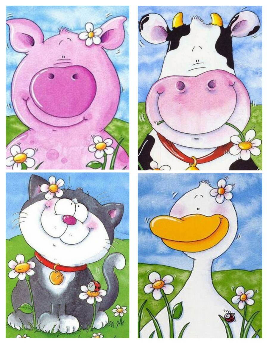 Diamant schilderij Cartoon Chubby Varken Diamanten Kruissteek Volledige boren Ronde boor