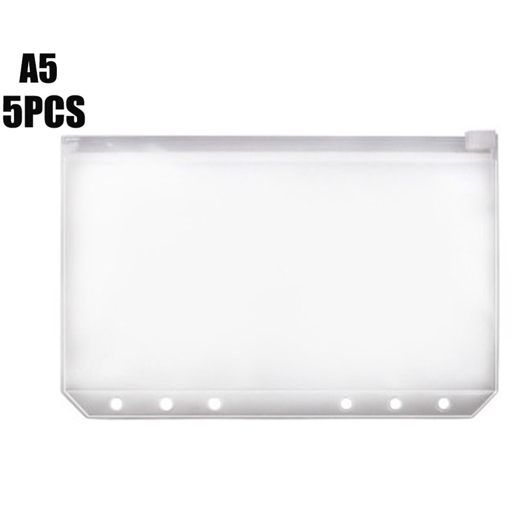File Organizer Storage Folder Standard Transparent PVC Loose Leaf Pouch with Self-Styled Zipper Filing Binder Document: A5