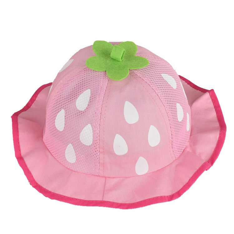 Flickor hatt hink hattar söt nät solmössa prick spädbarn mössor jordgubb små mössor sommar baby kläder: Mesh rosa