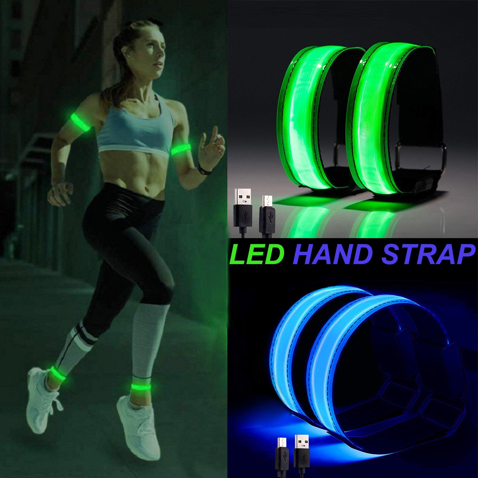 Charge Glow Hand Strap Light Walker Running Night Light Rechargeable Led Hand Strap Usb Line Outdoor Sport Accessories 25#