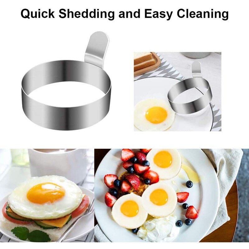 Paquete de 4 anillos de huevo de 3/4 pulgadas, molde de tortilla de acero inoxidable, molde de anillo antiadherente para freír huevos, anillo de huevo para plancha