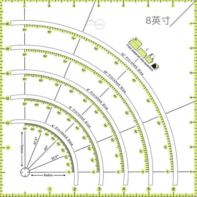Decke Kreis Cutter Herrscher Multifunktionale Bogen Schneiden Patchwork Lineal DIY Werkzeuge mit Doppel Farbige Linien Schiff: Ursprünglich Titel