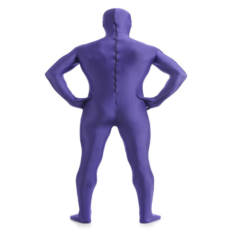 Open Face Zentai Spandex Unisex Catsuit Skin Tight Costume Purple L