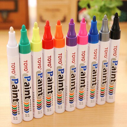 11 pcs TOYO Colored Marker Paint Marker Pen Graffiti Markers School Stationery Office Supply Water-based Permanent Paint Markers