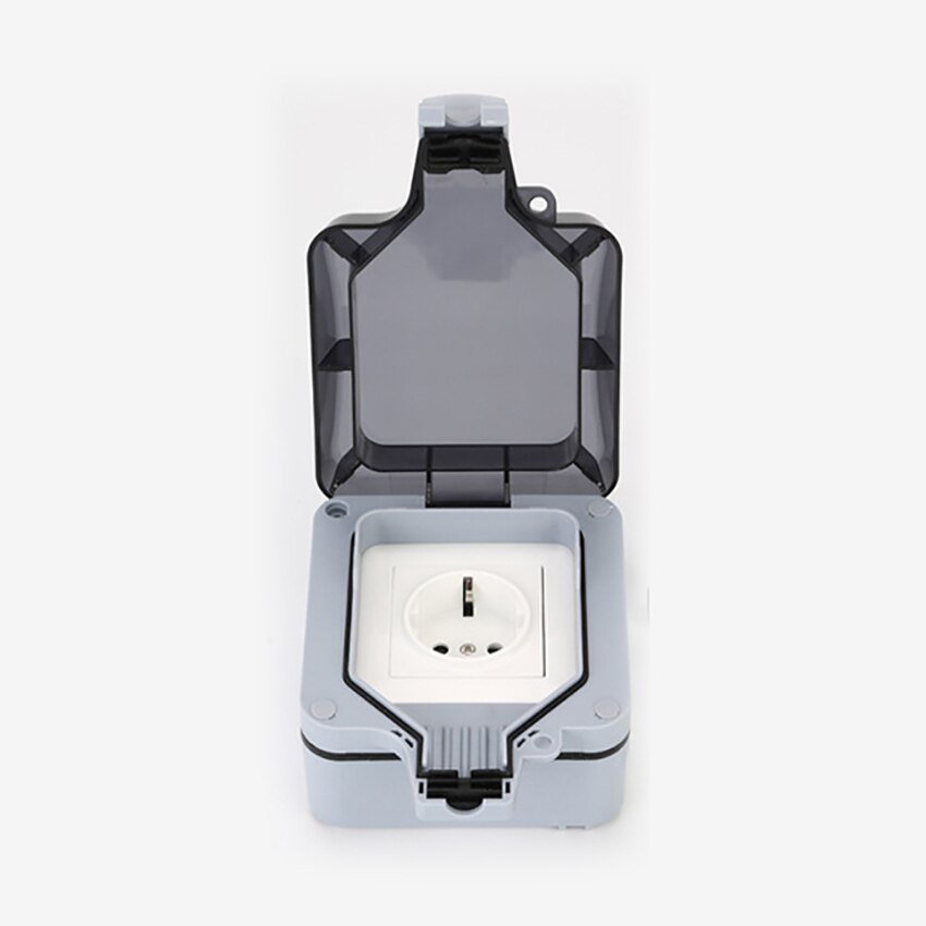 Power Outlet Box Wall Outlet Adapter Wall Mount Charger 1 EU Standard Outlet Adapter IP66 Weatherproof Outdoor Receptacle