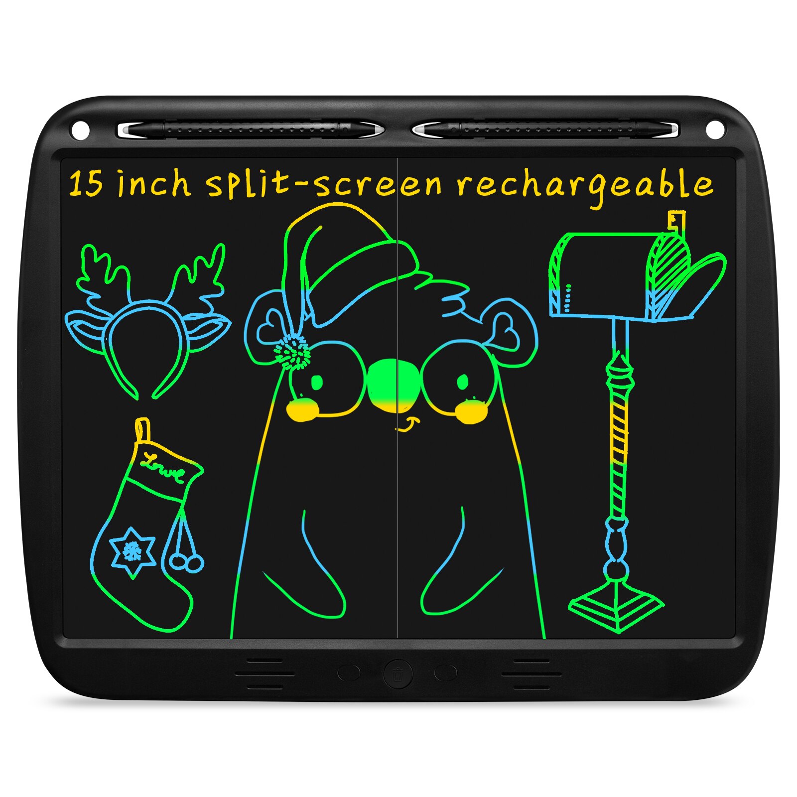 15 Inch Digital Drawing Tablet USB Rechargeable LCD Writing Tablet Reusable Electronic Graphics Board Children&#39;s Handwriting Pad: Colors Black