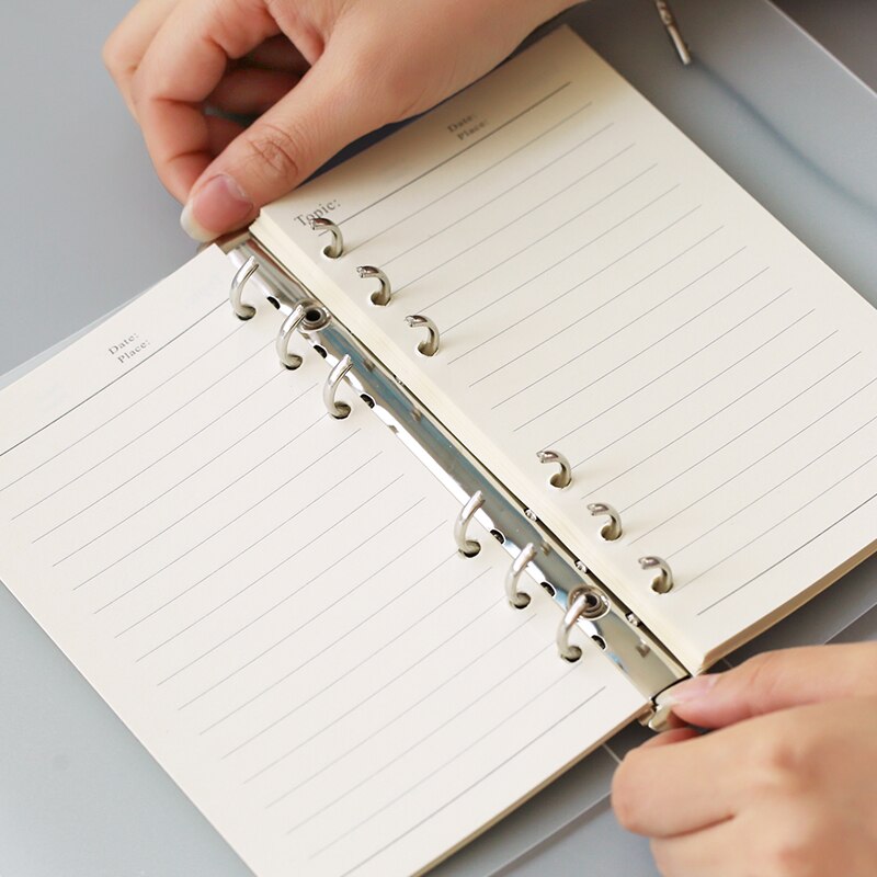 Libreta A5 de 20 agujeros B5 con 26 agujeros, recargas de papel, diario en espiral, páginas internas, cuadrícula punteada, cubierta con espiral Cornell PP en blanco