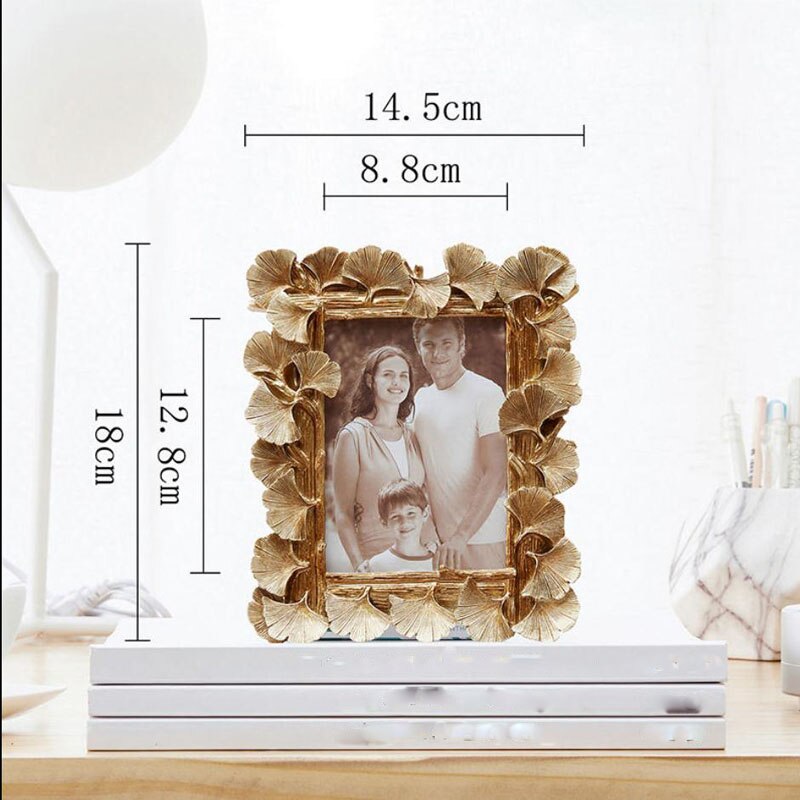 1 Stuk Gouden Ginkgo Blad Creatieve Fotolijst 6 Inch 7 Inch 8 Inch Hars Fotolijst Retro Ginkgo Blad home Office Ornament