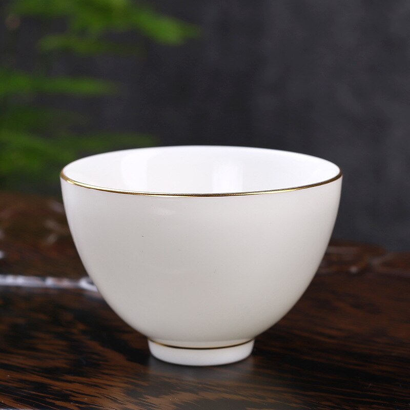 Høj kvalitet suet jade keramisk tekop stor tre-talent dæk skål te maker håndlavet hvid porcelæn skål