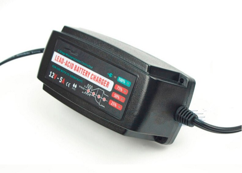 12V 5A Automatic Smart Battery Charger, Maintainer & Desulfator for Lead Acid Batteries, Waterproof Car Battery Charger
