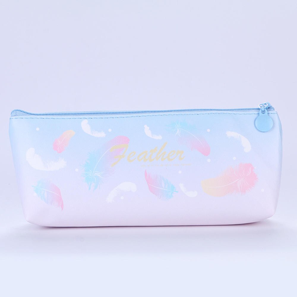 Estuche de lápices de plumas Kawaii, bolsa organizadora de soporte para lápiz de gran capacidad con cremallera para estudiantes, caja de lápices para Colegio, suministros: D