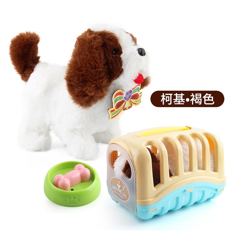 Bonito simulação elétrica cão coelho brinquedos de pelúcia sons andando robô inteligente filhote de cachorro brinquedo elétrico: 01