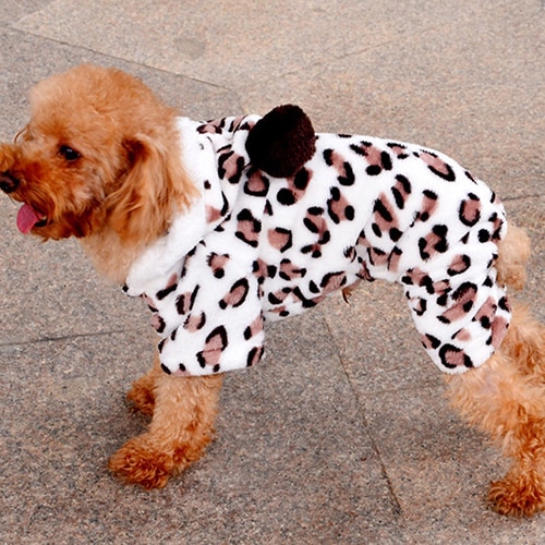 Zachte Flanellen Hond Winter Kleding Hond Jurk Patroon Luipaard Jas Voor Kleine Midden Hond