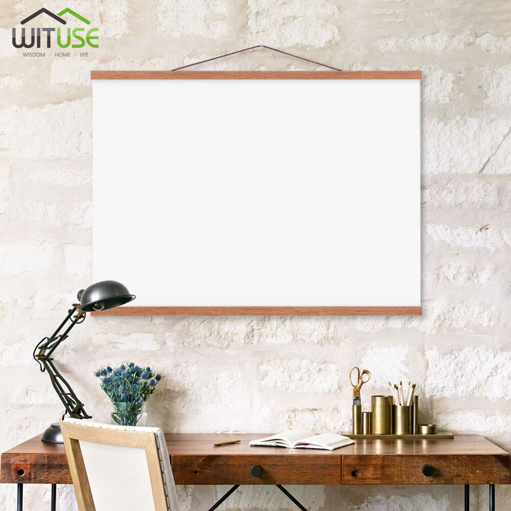 Teak/ramin/MFD Magnet Wooden Picture Photo Frame Poster Scroll Artwork Hanger 21/30/40/50/60cm Frame Length With Lanyard Rope