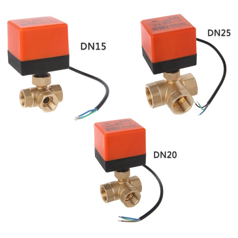 Ac220V 3 Way Motorized Ball Valve Electric Three Line Two Way Control Ac220V Lsd Tool Electric Actuator Ball Valve