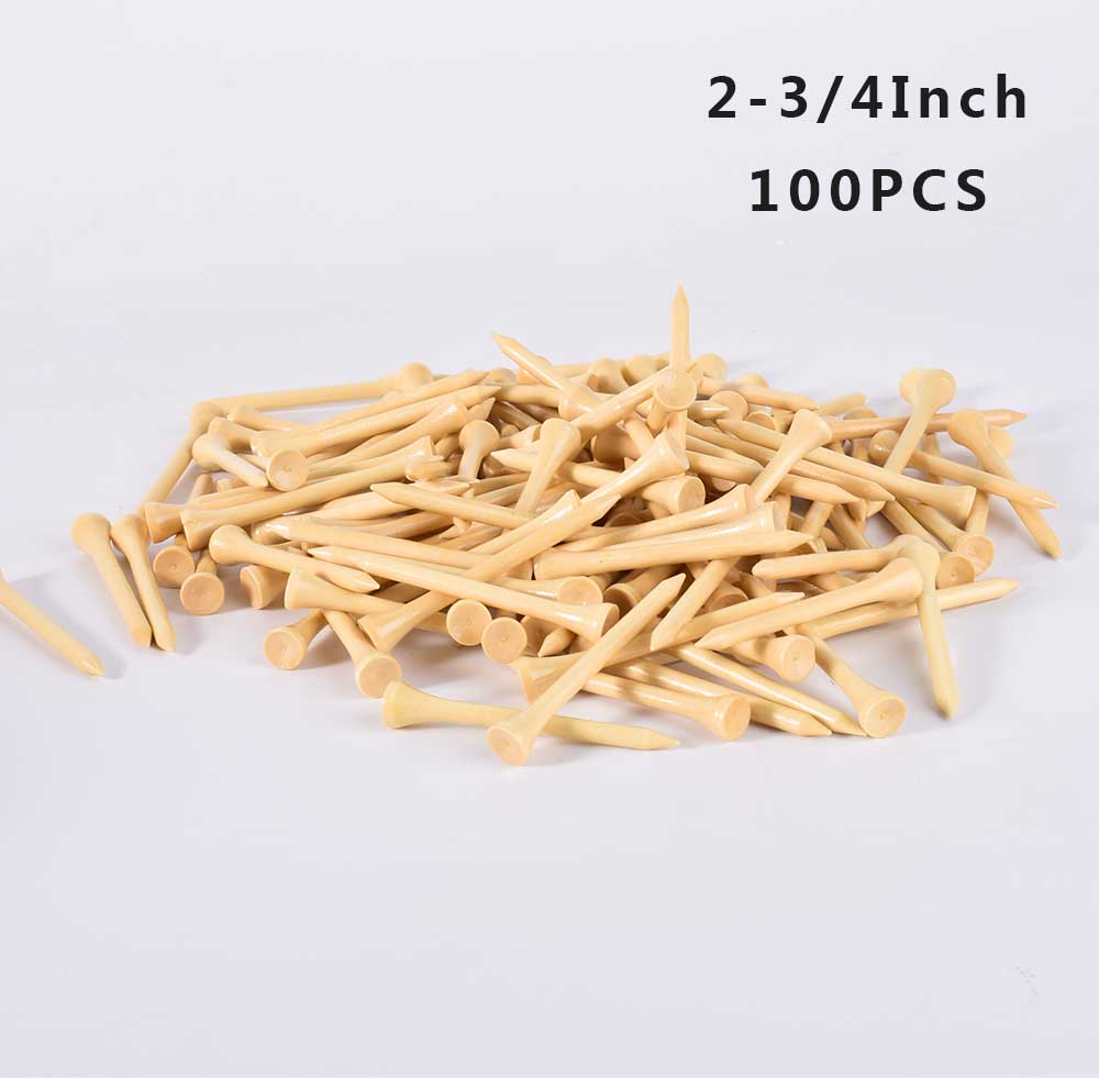 100Pcs Hard Wood Golf Tees for Golf Swing Practice Accessories Unbreakable Wooden Tee Golf Ball Training 42 54 70 83 mm White: 70 mm 100Pcs Natural