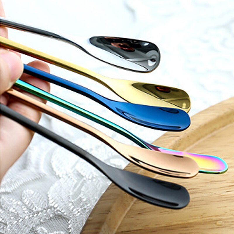 15cm 17cm Square Head Food Spoon Stainless Steel Mug Spoons Coffee Stirring Honey Spoon