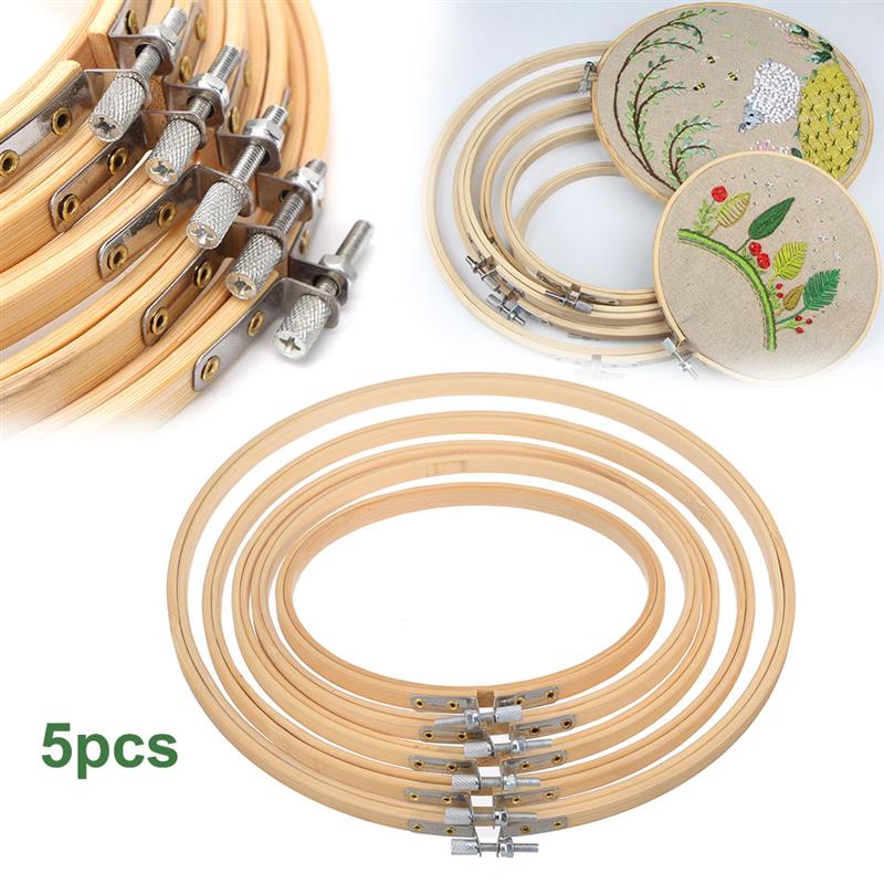 Retro DIY Sewing Embroidery Ring Hoop Wooden Embroidery Hoops Frame Set Bamboo Rings Cross Stich Household Sewing Tools