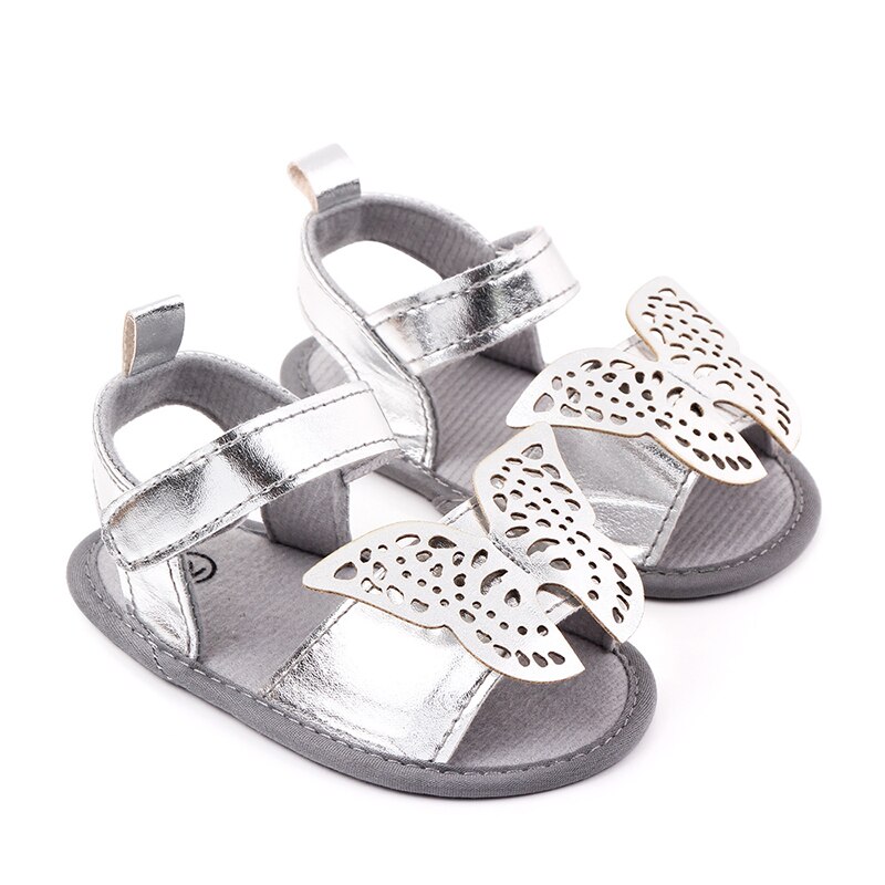 Sandalias de verano bonitas con de mariposa para niños y niñas, zapatos de piel sintética suave para niños pequeños, sandalias para primeros pasos, niños y niñas