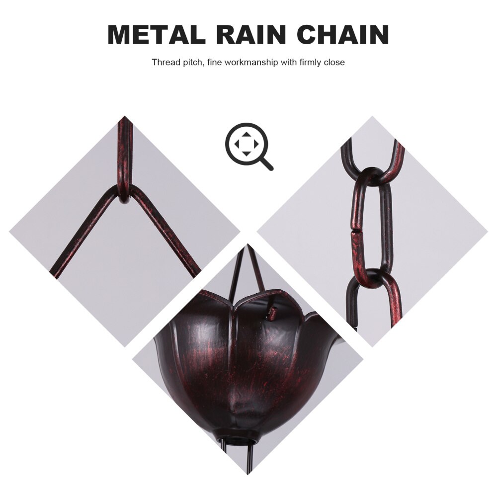 1m Universal Rain Chain Metal Chimes and Cups Flower Rain Catcher for Gutter