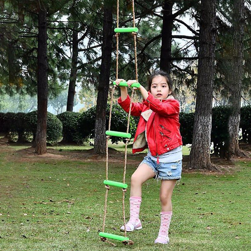 Children Climbing Ladder Outdoor Kids Fitness Toy Rope Ladder Multi Rungs Climbing Game Single-head Six-speed Plastic Ladder