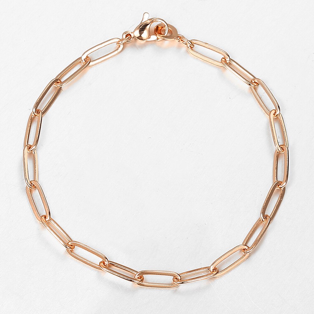 4Mm Womens Meisjes Paperclip Rolo Link Armband 585 Rose Gold Filled Chain Mode-sieraden Accessoires Beste 20Cm DCB60