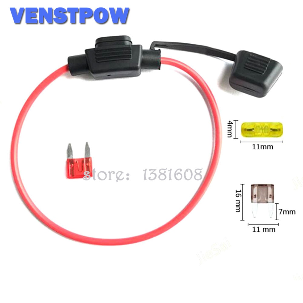 1PC Small Size Auto Fuseholder Waterproof In-Line Car Inline Blade Type Car Safety Fuse Holder with Cover,10A MINI Fuse Optional