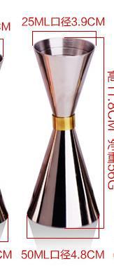Kitchen Gadgets Bar Tools Stainless Steel Gold plated Cocktail Wine Device Blending Ounce Measuring Cup