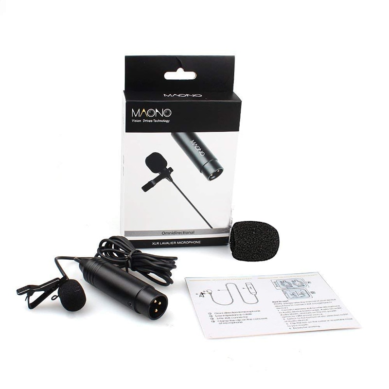 MAONO Lapel Microphone XLR Mic Clip on Lavalier Microphone Omnidirectional Conderser Microphone for DSLR Camcorders