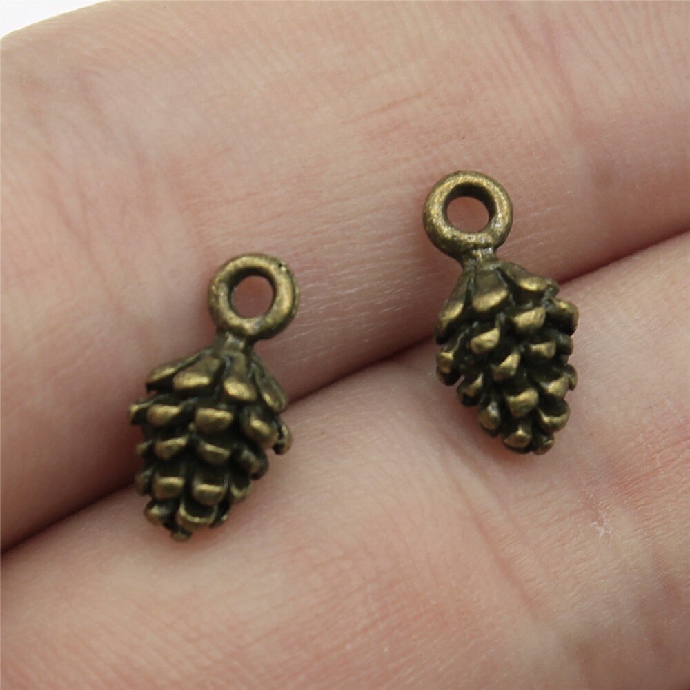 20 stuks 3d hazelnoot pinda's dennenappel bedeltjes knutselbenodigdheden handgemaakte tibetaanse sieraden: 12 x 7 x 7mm- brons