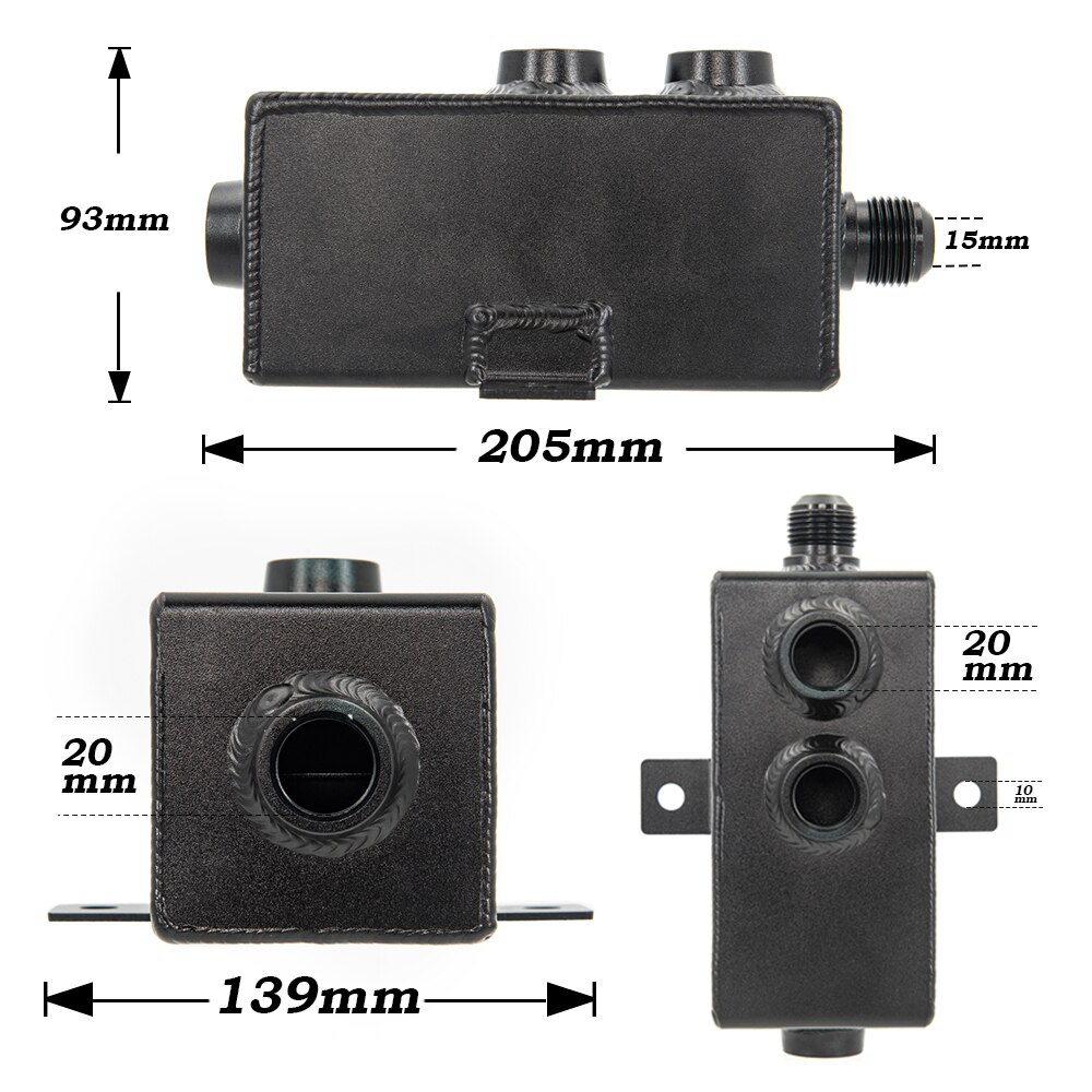 Universal Auto 1L Aluminum Oil Catch Can Tank Fuel Tank With Breather &amp; Filter Drain