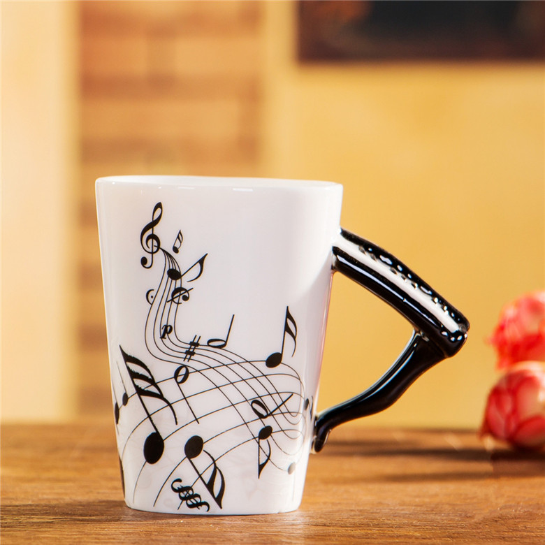 Caneca de cerâmica musical criativa 240ml, estilo violino, guitarra, café, chá, leite, canecas e copos com alça, presentes novidade