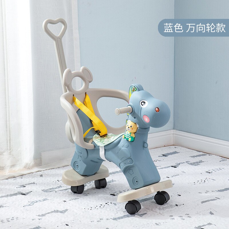 Chaise à bascule cheval plastique | Multifonction, d'anniversaire, chaise balançoire, poussette pour bébé de 1 à 5 ans,: Or