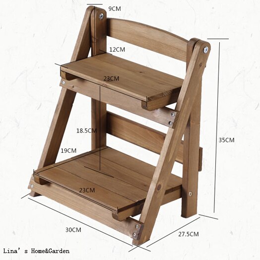 tabletop stand 2 tier foldable solid fir mini wood display shelf decoration