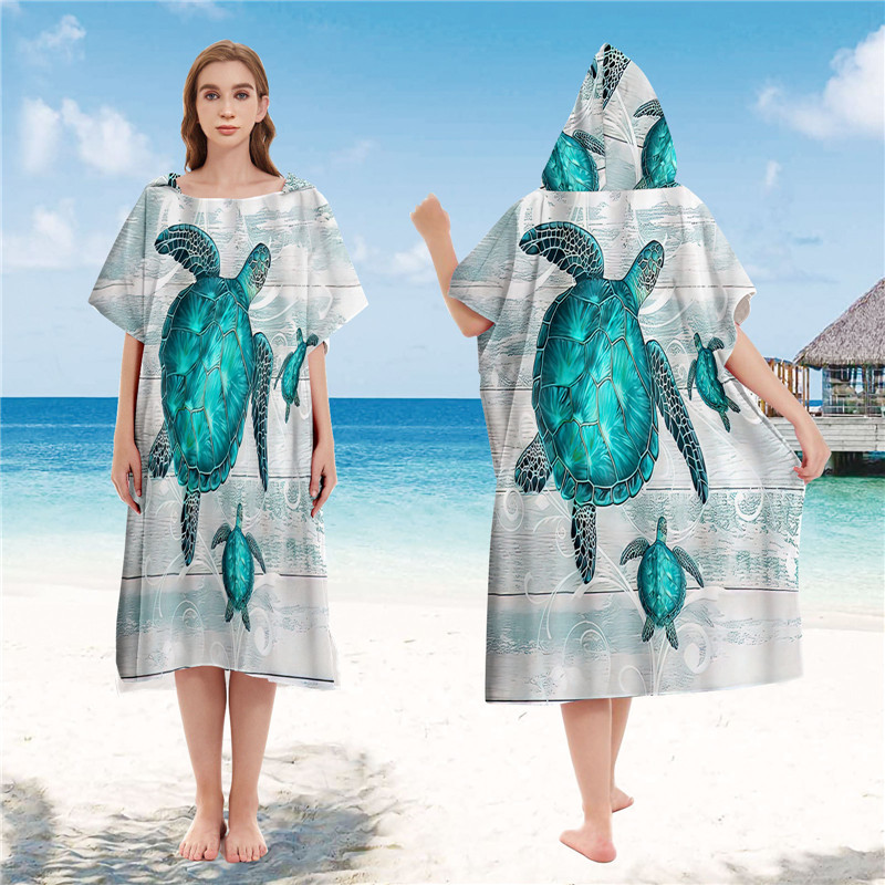 poncho da bagno con cappuccio in microfibra, – Grandado