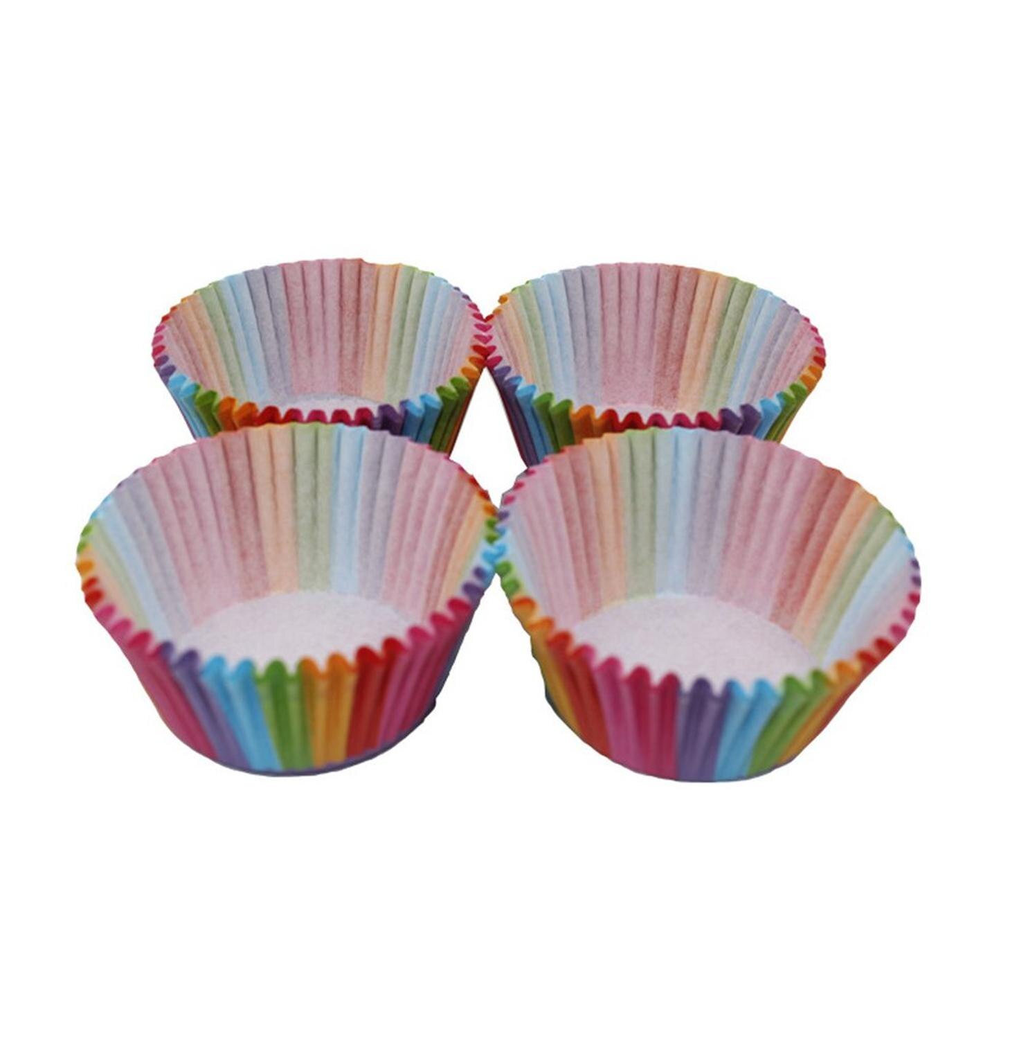 Couleur arc-en-ciel Cupcake Liner Cupcake papier cuisson Muffins cas moules à gâteaux pâtisserie tasse décoration outils 100 pièces