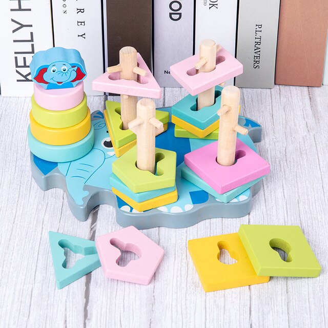 DIY Baby Holz Spielzeug Baby Spielzeug Bunte Holz Blöcke Baby Musik Rasseln Grafik Erkenntnis Frühen Pädagogisches Lustiges Spielzeug Für Kinder: 4