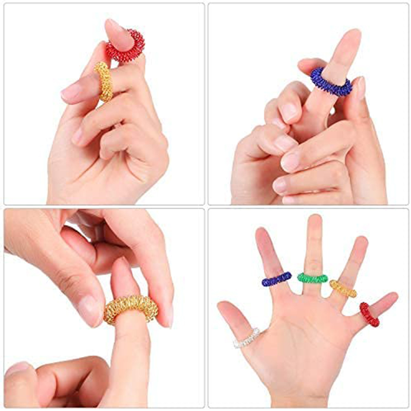 15 Uds. Anillos de acupresión, juego de anillos sensoriales con puntas para adolescentes y adultos, masajeador reductor de estrés, juguetes antiestrés para aliviar el estrés