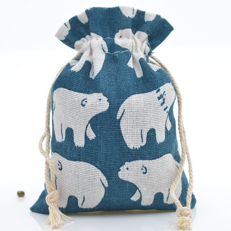 20 kpl/erä 10 x 14cm, 13 x 18cm sarjakuvaeläimet painetut säilytyspussit järjestäjä kiristysnauha laukku puuvilla pellava koru kosmetiikkapussi: 13 x 18cm karhu