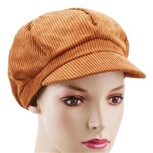 Gorra de pana estilo intelectual Retro para mujer, gorro con Cierre trasero, accesorios de sombrero de ocio,: Khaki
