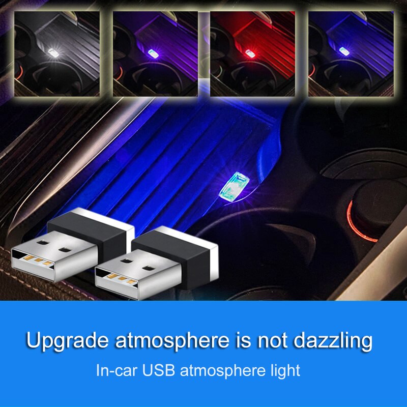 Bil auto styling usb atmosfære lys stik dekor lampe til peugeot 106 206 207 208 306 307 308 sw 3008 cc 407 4008 5008