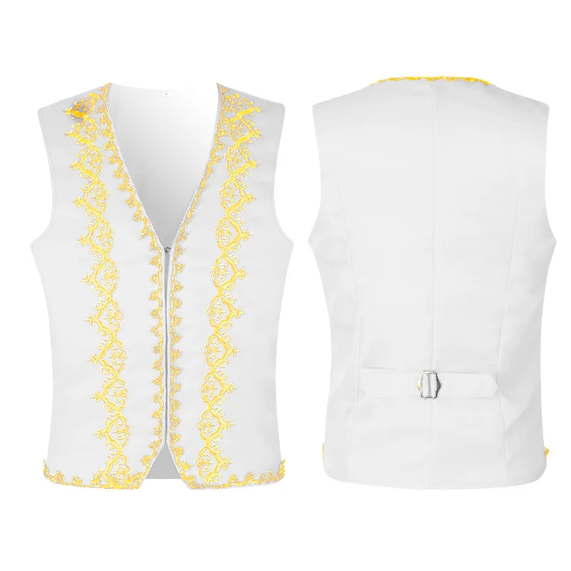 V-neck European and American Single Breasted Outer Decorative Coat Vest for Men Costume For Kids Adult