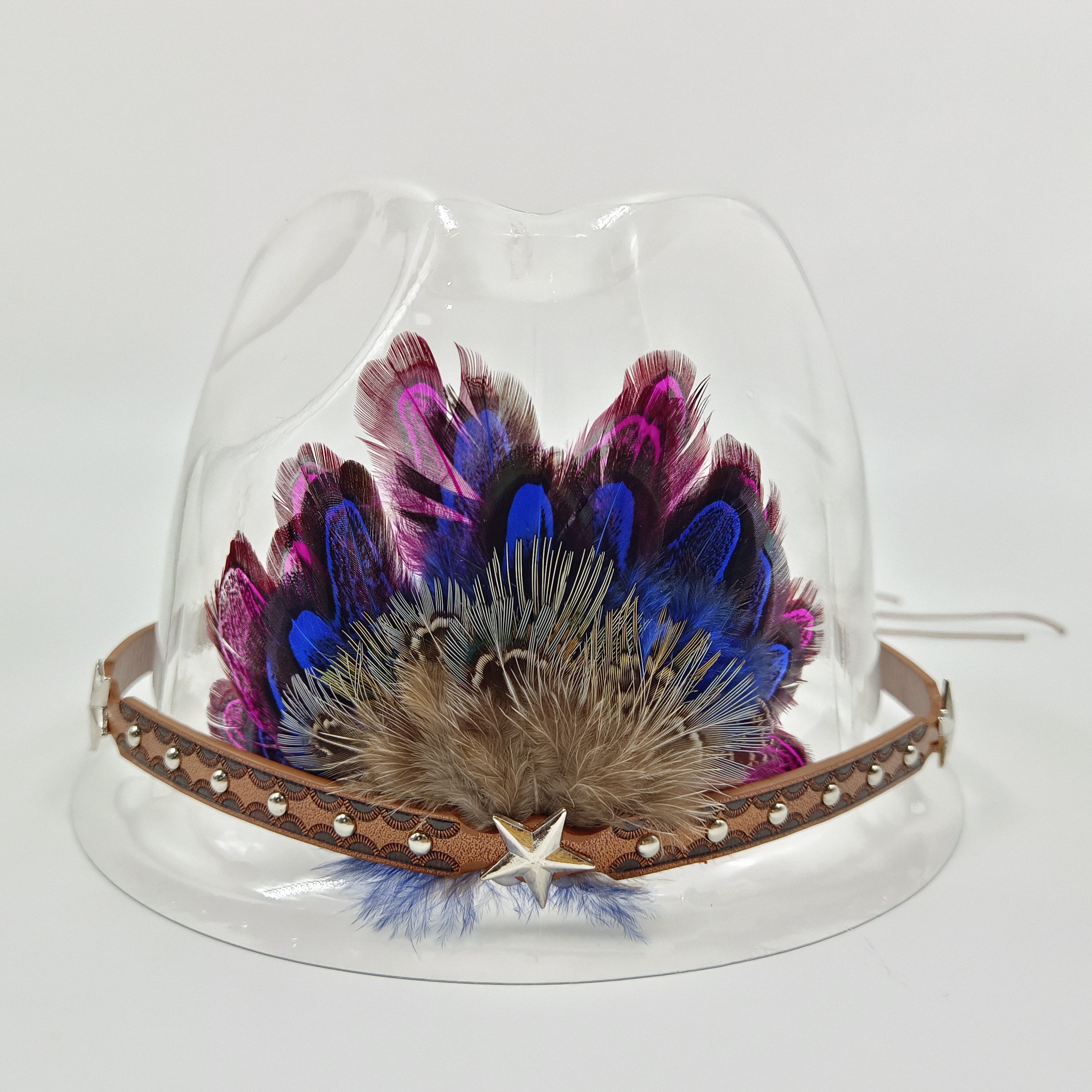 Hat accessories Feather knitted style various hat accessories jazz cowboy hat fedora hat straw hat for men and women: Red