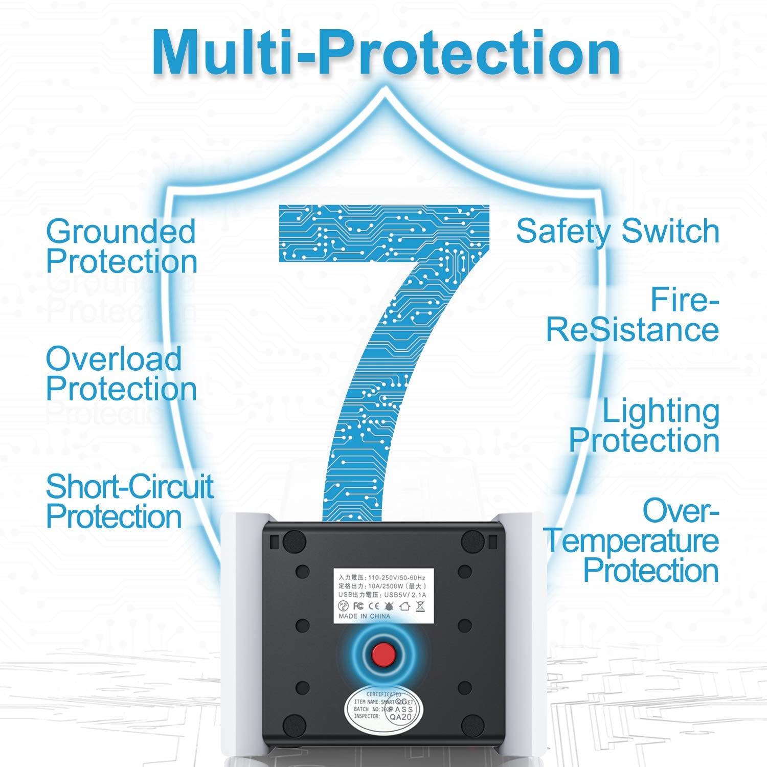 Power Strip Surge Protector with USB Outlet Socket Surge Protector Tower 8 Outlet 4 USB Ports US Plug 16.4FT/5M Extension Cord