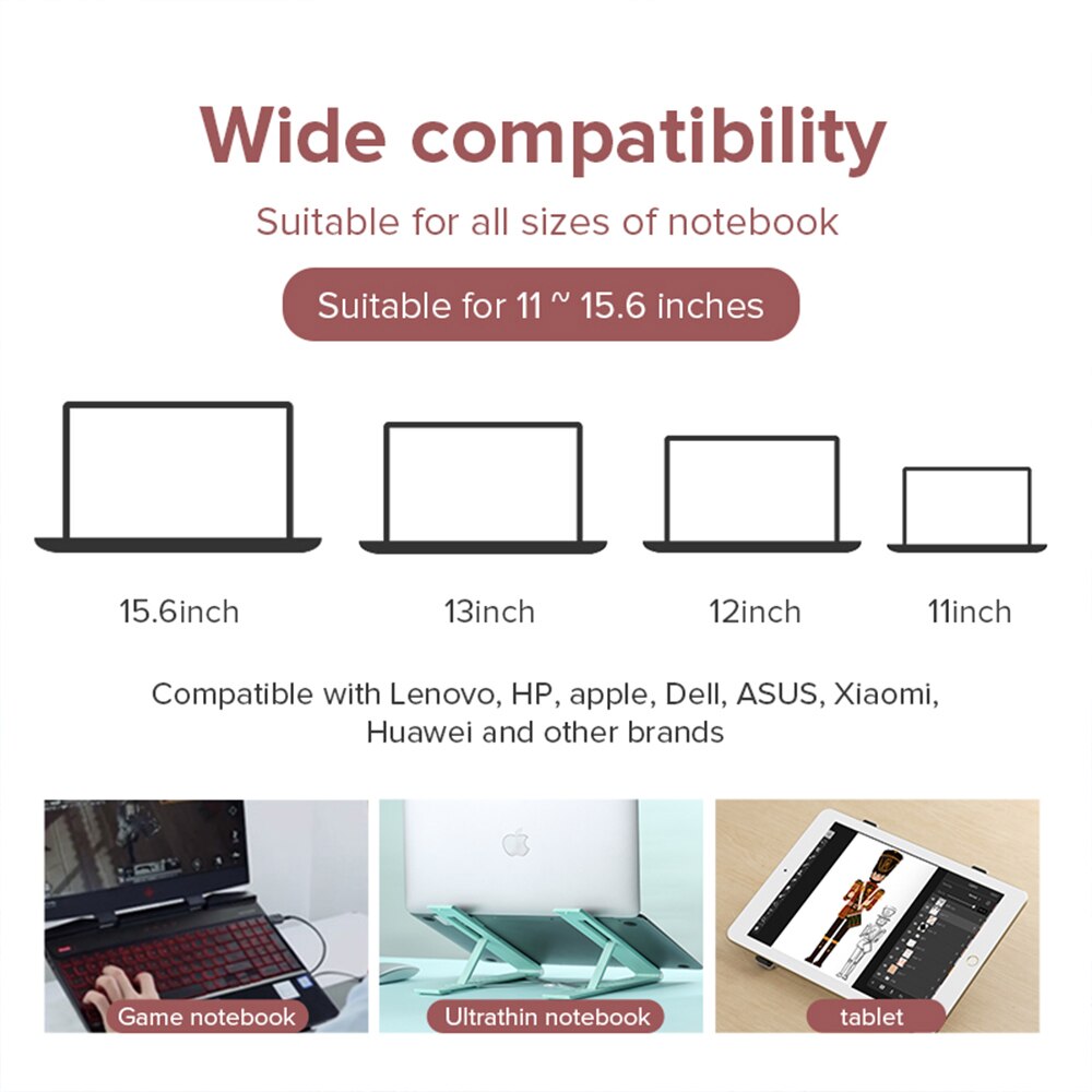 Llano Laptop Stand - 8 Adjustable Angles - Portable Notebook Holder - Cooling Riser for 11-15.6 Inch Laptops
