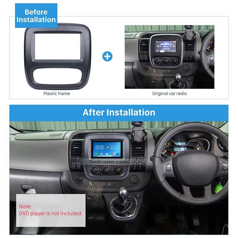 Seicane 2 din bilradio fascia til up renault trafic opel vivaro dvd panel dash kit auto stereo installation dashboard panel