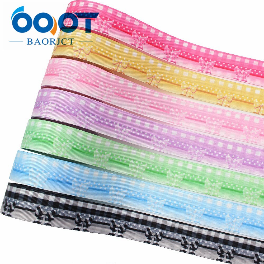 Ooot baorjct i -191227-2834,25mm 10 yards dubbelsidiga geometriska galler rosettband, rosett, kläder, festpyssel dekorationer
